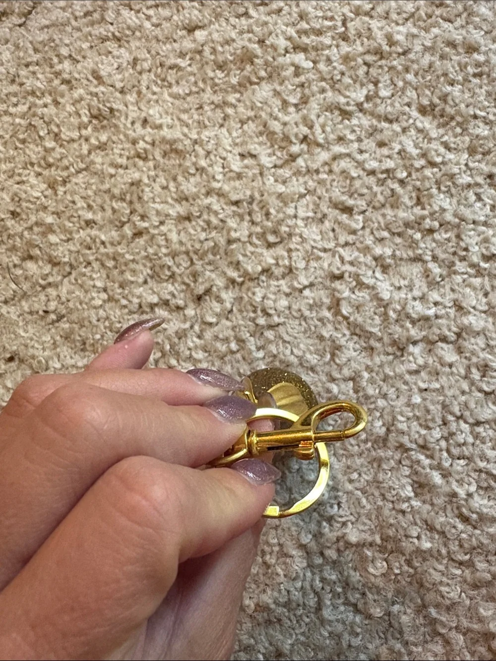Gold Glitter Pear Key and attachment Holder Charm
